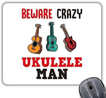 CP504 Beware Crazy Ukulele Man Novelty Gift Printed PC Laptop Computer Mouse Mat Pad