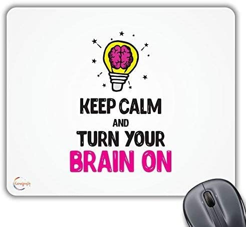 CP363 Keep Calm and Turn Your Brain ON Novelty Gift Printed PC Laptop Computer Mouse Mat Pad