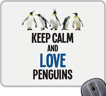 CP610 Keep Calm and Love Penguins Novelty Gift Printed PC Laptop Computer Mouse Mat Pad