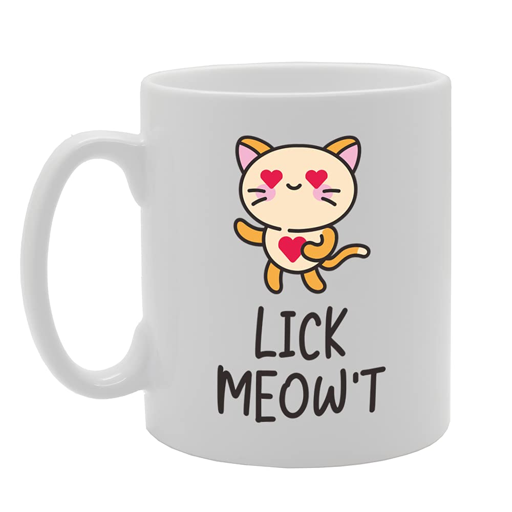 Lick Meow'T   Printed Tea Coffee Ceramic  Mg5141 - Funny Printed Coffee Mug - Great Gift Idea