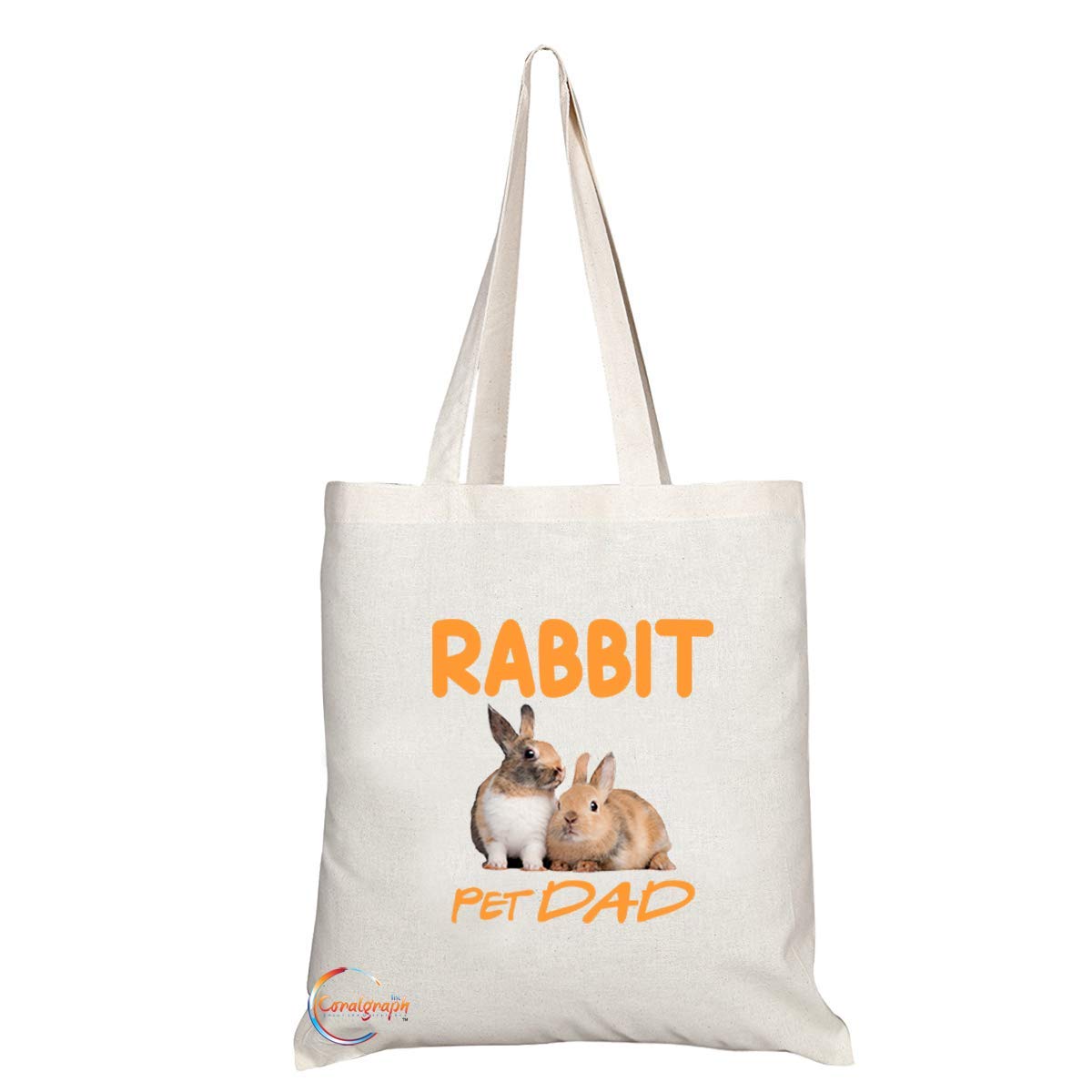 TB629 PET DAD RABBIT Novelty Present Gift Printed Eco-Friendly Stylish Long Handled Tote Shoulder Bag