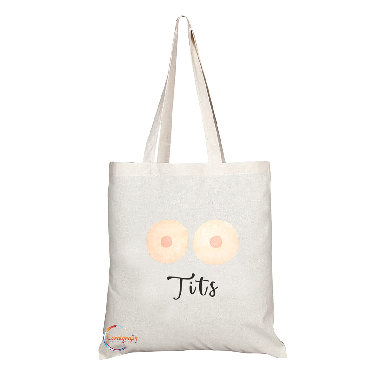 TB1204 Tits Novelty Present Gift Printed Eco-Friendly Stylish Long Handled Tote Shoulder Bag