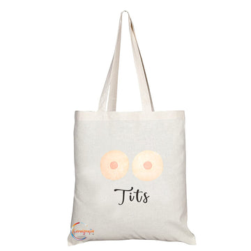 TB1204 Tits Novelty Present Gift Printed Eco-Friendly Stylish Long Handled Tote Shoulder Bag