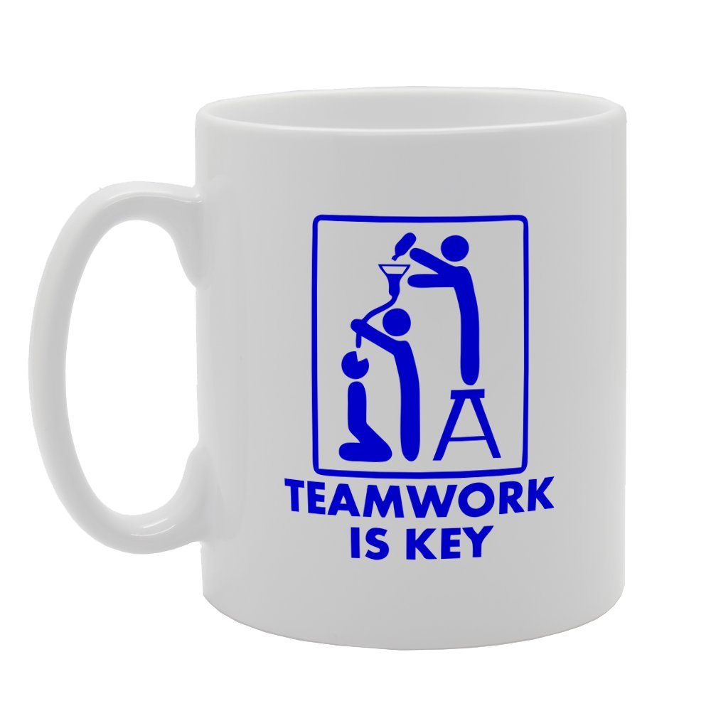 Teamwork Is Key   Printed Tea Coffee Ceramic  Mg2421 - Funny Printed Coffee Mug - Great Gift Idea