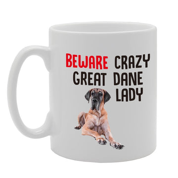 Beware Crazy Great Dane Lady   Printed Tea Coffee Cermic  Mg4265 - Funny Printed Coffee Mug - Great Gift Idea