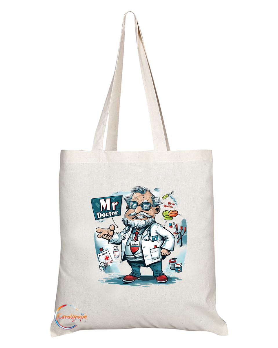 TB1859 Mr Doctor Tote Bag - Great Gift for Doctors, Medical Professionals, Healthcare Workers - Durable, Stylish, Eco-Friendly, Reusable, Spacious, and Lightweight