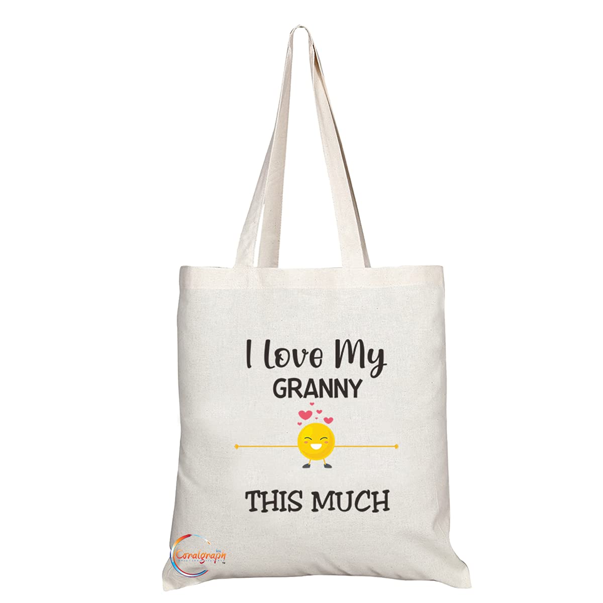 TB1179 Love My Granny This Much Novelty Present Gift Printed Eco-Friendly Stylish Long Handled Tote Shoulder Bag