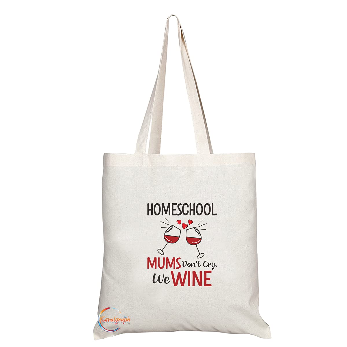 TB1316 Homeschool Mums don't Cry we Wine Tea Novelty Present Gift Printed Eco-Friendly Stylish Long Handled Tote Shoulder Bag
