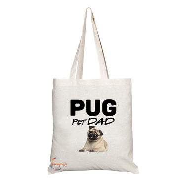 TB630 PET DAD PUG Novelty Present Gift Printed Eco-Friendly Stylish Long Handled Tote Shoulder Bag
