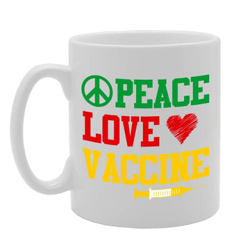 Peace Love Vaccine Heart Peach Symbol   Printed Tea Coffee Ceramic  Mg4732 - Funny Printed Coffee Mug - Great Gift Idea