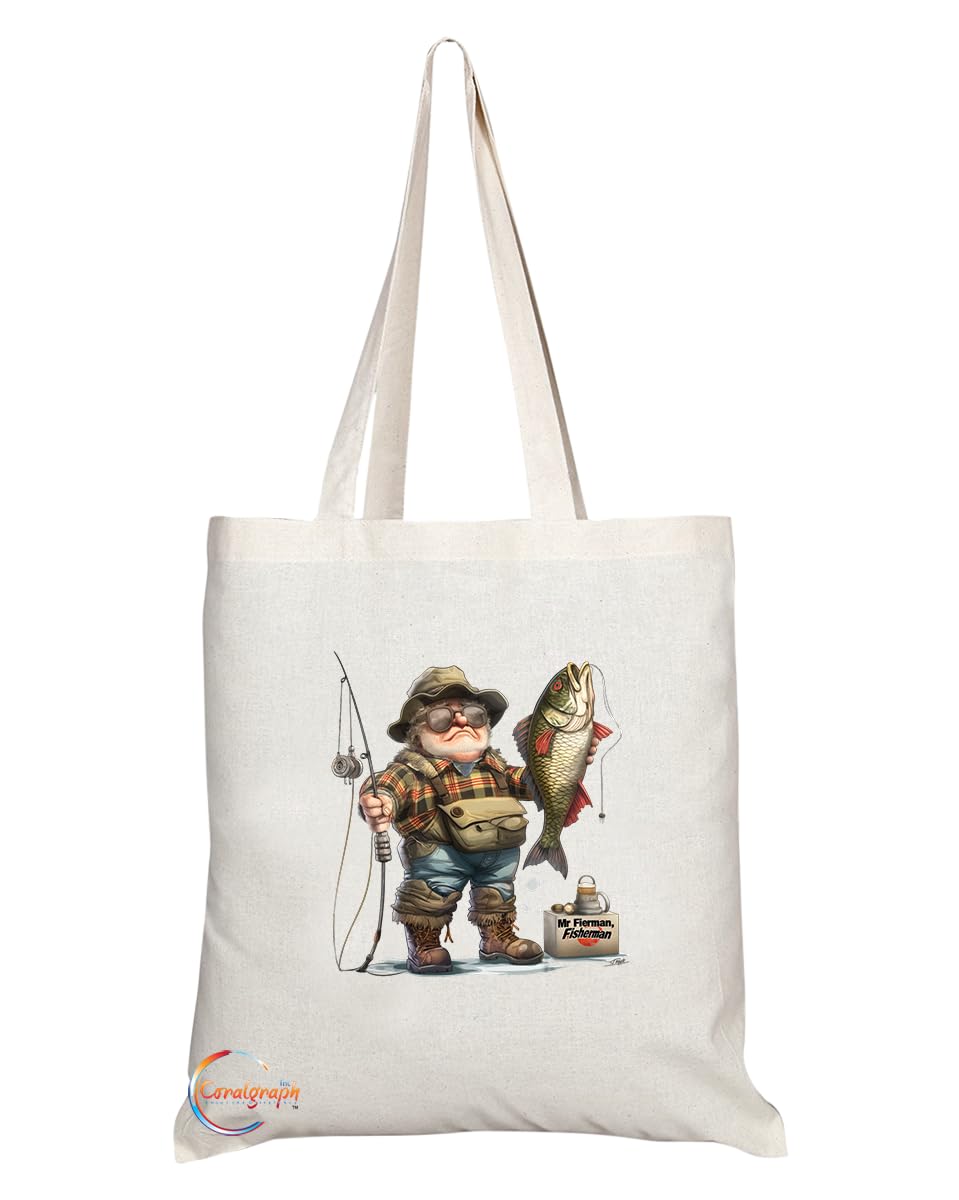 TB1996 Mr Fisherman Tote Bag - Ideal for Fishermen, Anglers, and Fishing Enthusiasts - Tote Bag with Relaxing Design