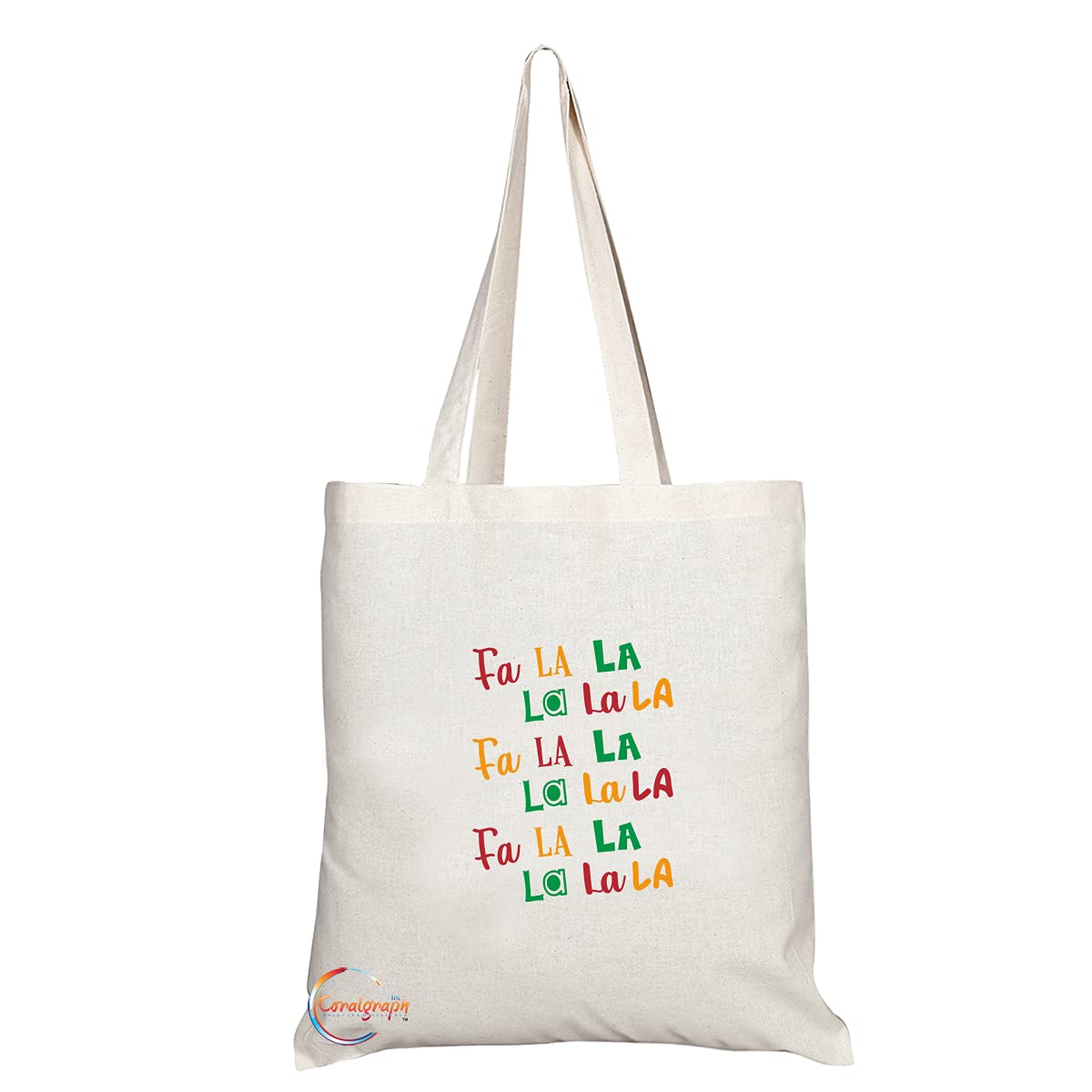 TB1448 Fa La La La La Novelty Present Gift Printed Eco-Friendly Stylish Long Handled Tote Shoulder Bag