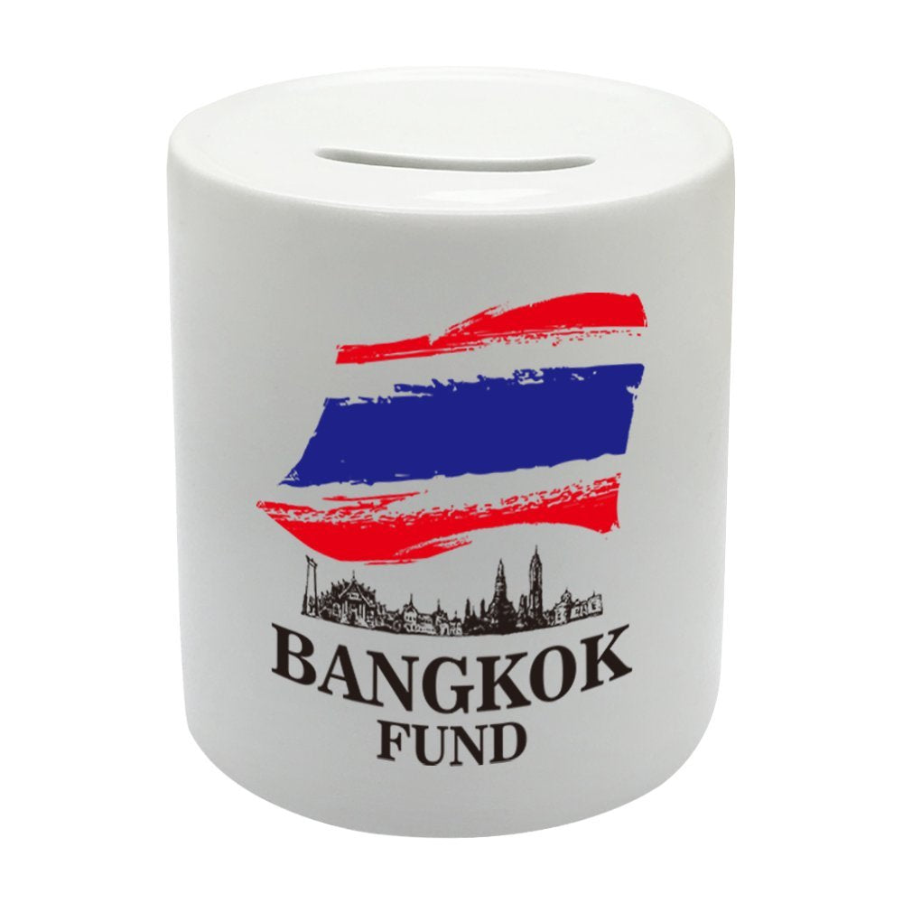 BS075 BANKOK FUND Novelty Gift Printed Ceramic Piggy Bank Money Saving Box