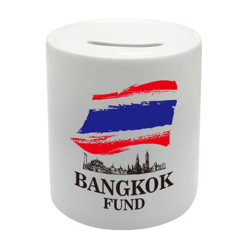 BS075 BANKOK FUND Novelty Gift Printed Ceramic Piggy Bank Money Saving Box