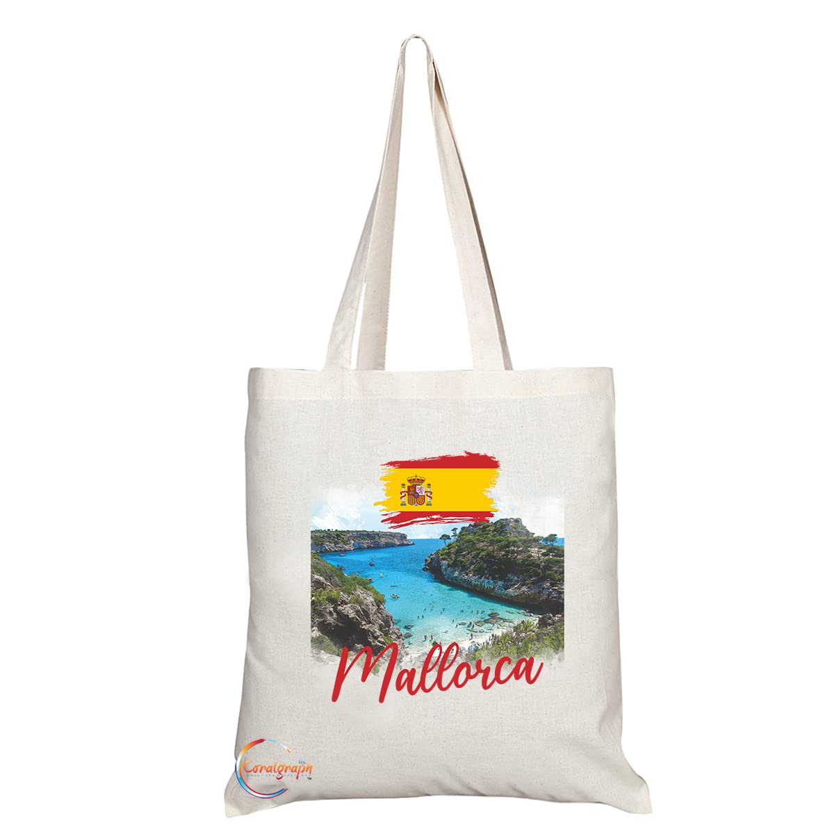 TB1542 Mallorca Spain - B Novelty Present Gift Printed Eco-Friendly Stylish Long Handled Tote Shoulder Bag