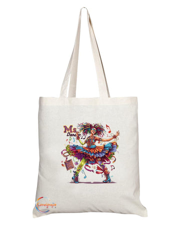 TB1959 Ms Dancer Souvenir Tote Bag - Depicting a Graceful Dancer in Motion - Memory Keepsake for Dance and Performing Arts Enthusiasts - Ms Dancer Memorabilia