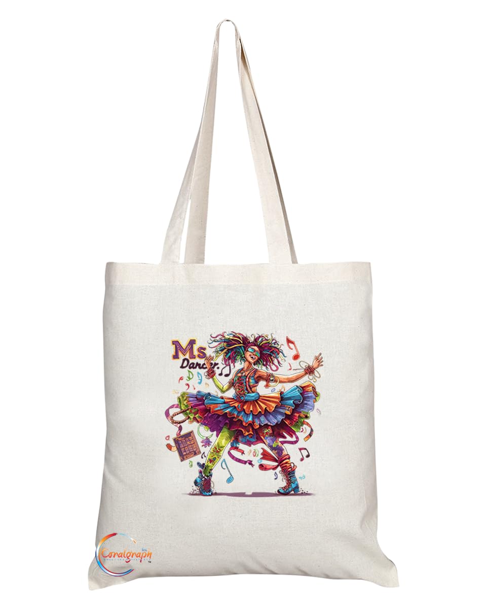 TB1959 Ms Dancer Souvenir Tote Bag - Depicting a Graceful Dancer in Motion - Memory Keepsake for Dance and Performing Arts Enthusiasts - Ms Dancer Memorabilia