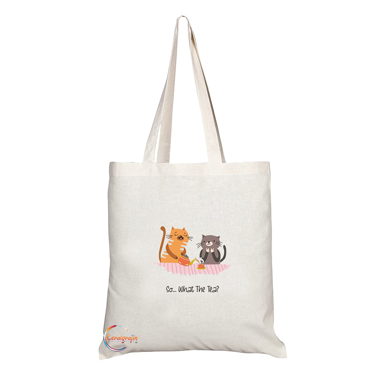 TB1377 So.. What The Tea? Tea Novelty Present Gift Printed Eco-Friendly Stylish Long Handled Tote Shoulder Bag