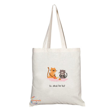 TB1377 So.. What The Tea? Tea Novelty Present Gift Printed Eco-Friendly Stylish Long Handled Tote Shoulder Bag