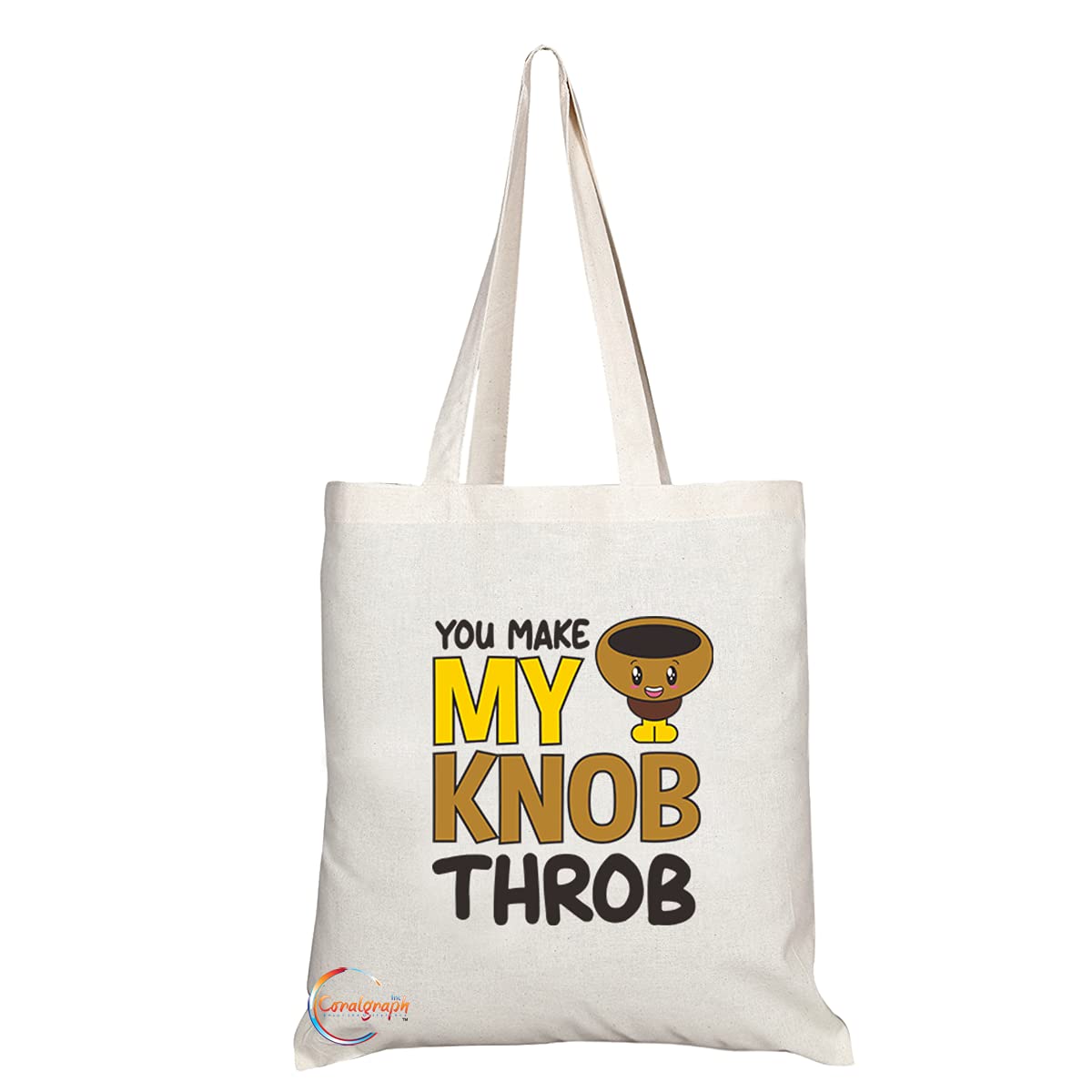 TB1242 You Make My Knob Throb Novelty Present Gift Printed Eco-Friendly Stylish Long Handled Tote Shoulder Bag