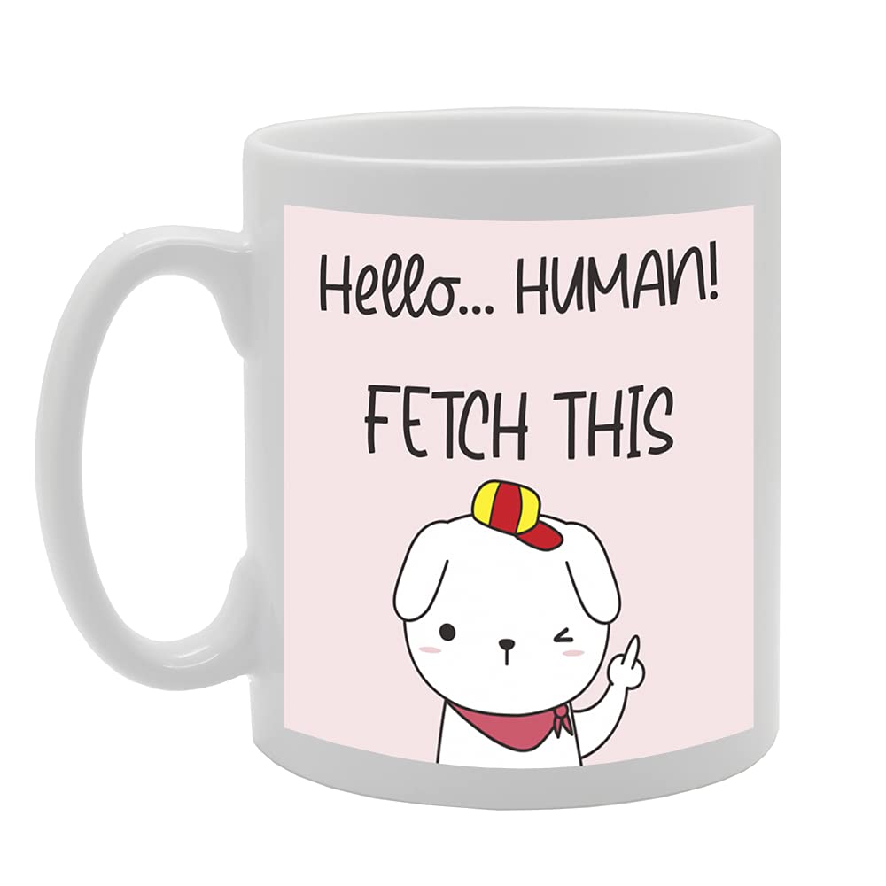 Hello.. Human! Fetch This Tea   Printed Tea Coffee Ceramic  Mg5357 - Funny Printed Coffee Mug - Great Gift Idea