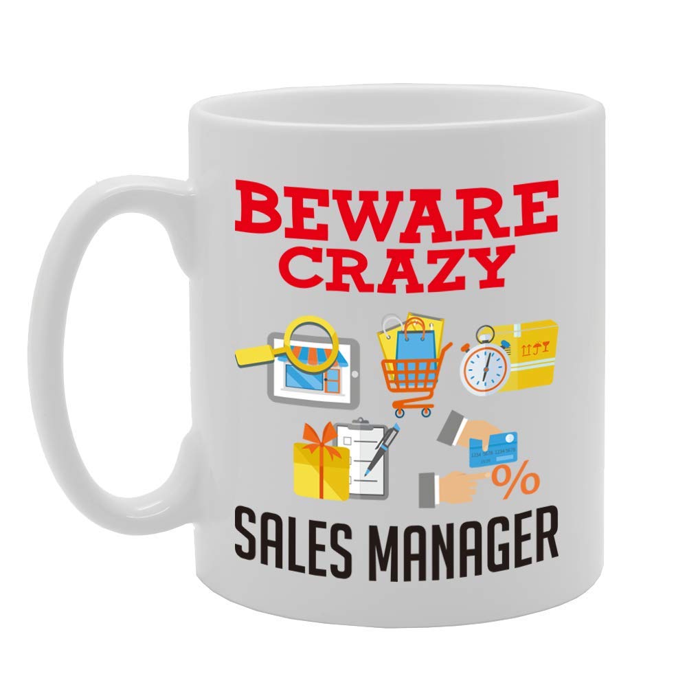 Beware Crazy Sales Manager   Printed Tea Coffee Ceramic  Mg4449 - Funny Printed Coffee Mug - Great Gift Idea