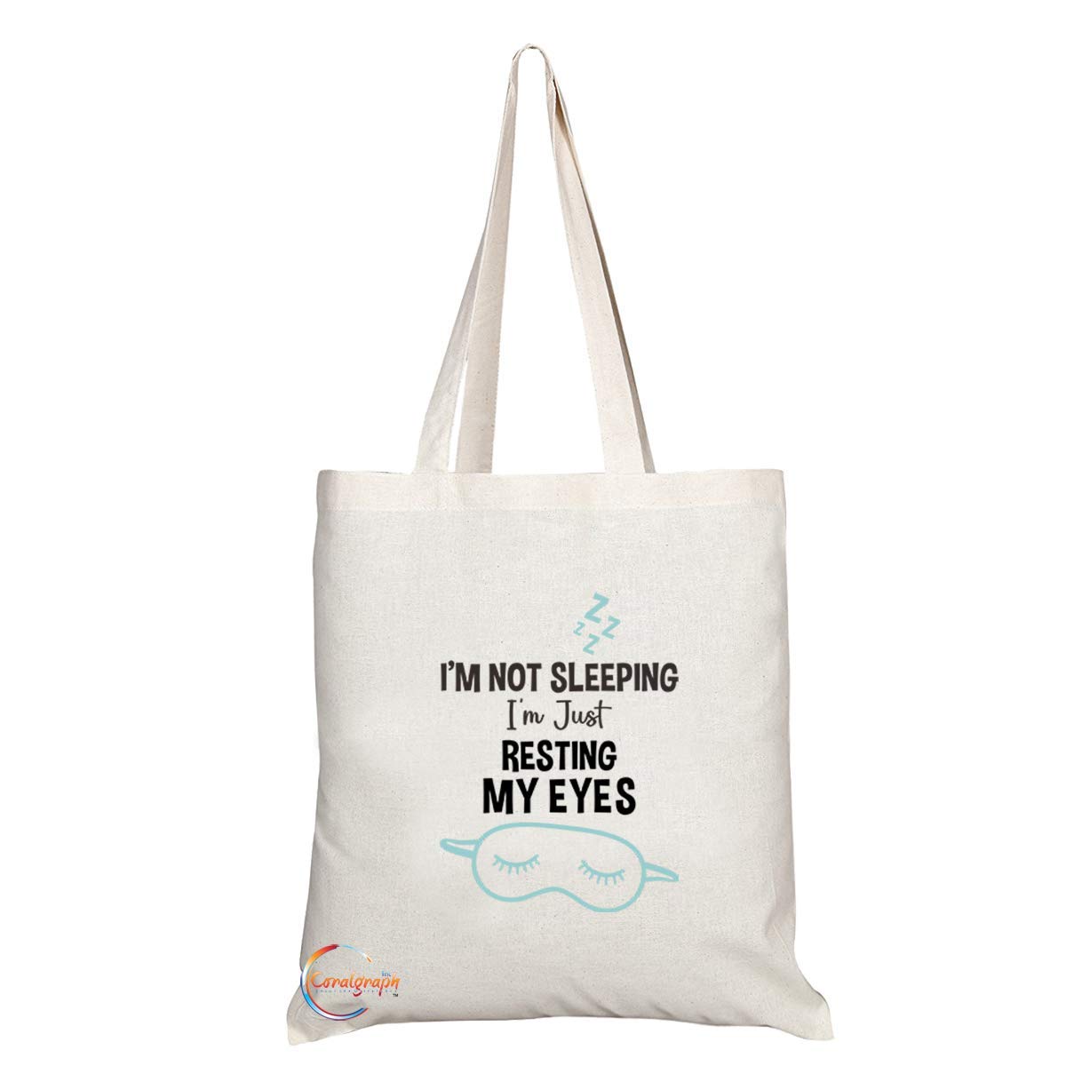 TB717 I'm Not Sleeping Just Resting My Eyes Novelty Present Gift Printed Eco-Friendly Stylish Long Handled Tote Shoulder Bag