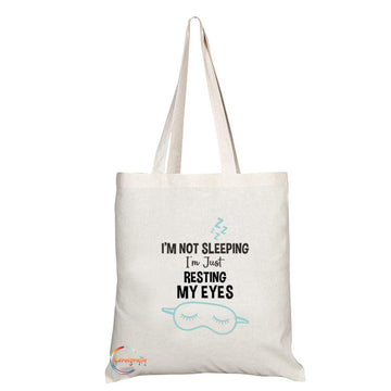 TB717 I'm Not Sleeping Just Resting My Eyes Novelty Present Gift Printed Eco-Friendly Stylish Long Handled Tote Shoulder Bag