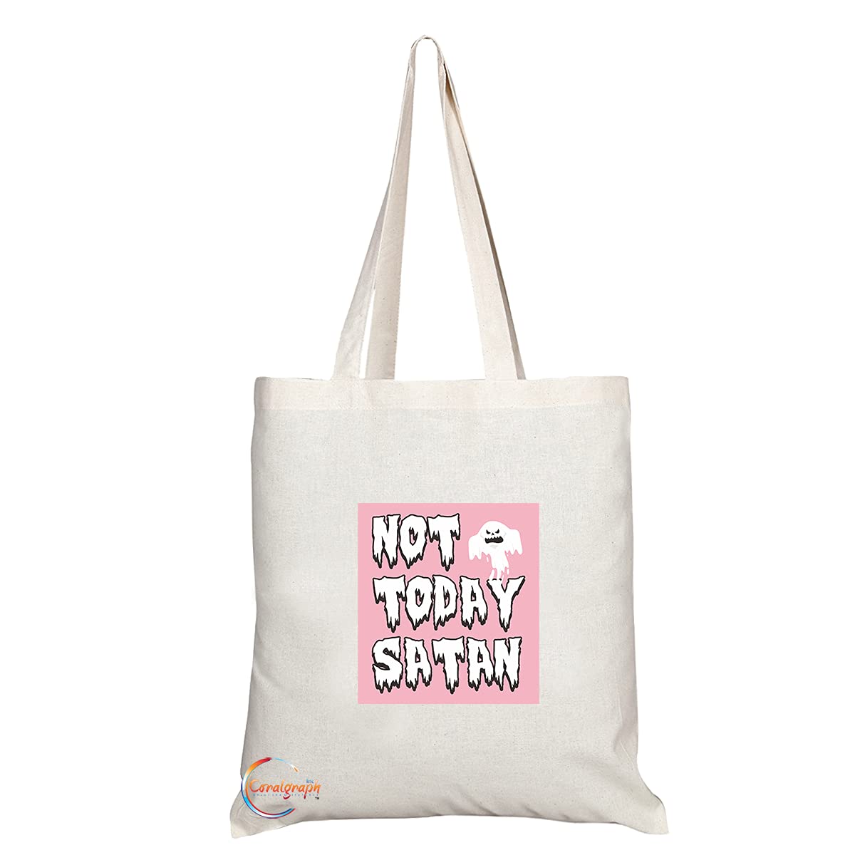 TB1380 Not Today Satan Tea Novelty Present Gift Printed Eco-Friendly Stylish Long Handled Tote Shoulder Bag