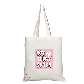 TB1380 Not Today Satan Tea Novelty Present Gift Printed Eco-Friendly Stylish Long Handled Tote Shoulder Bag