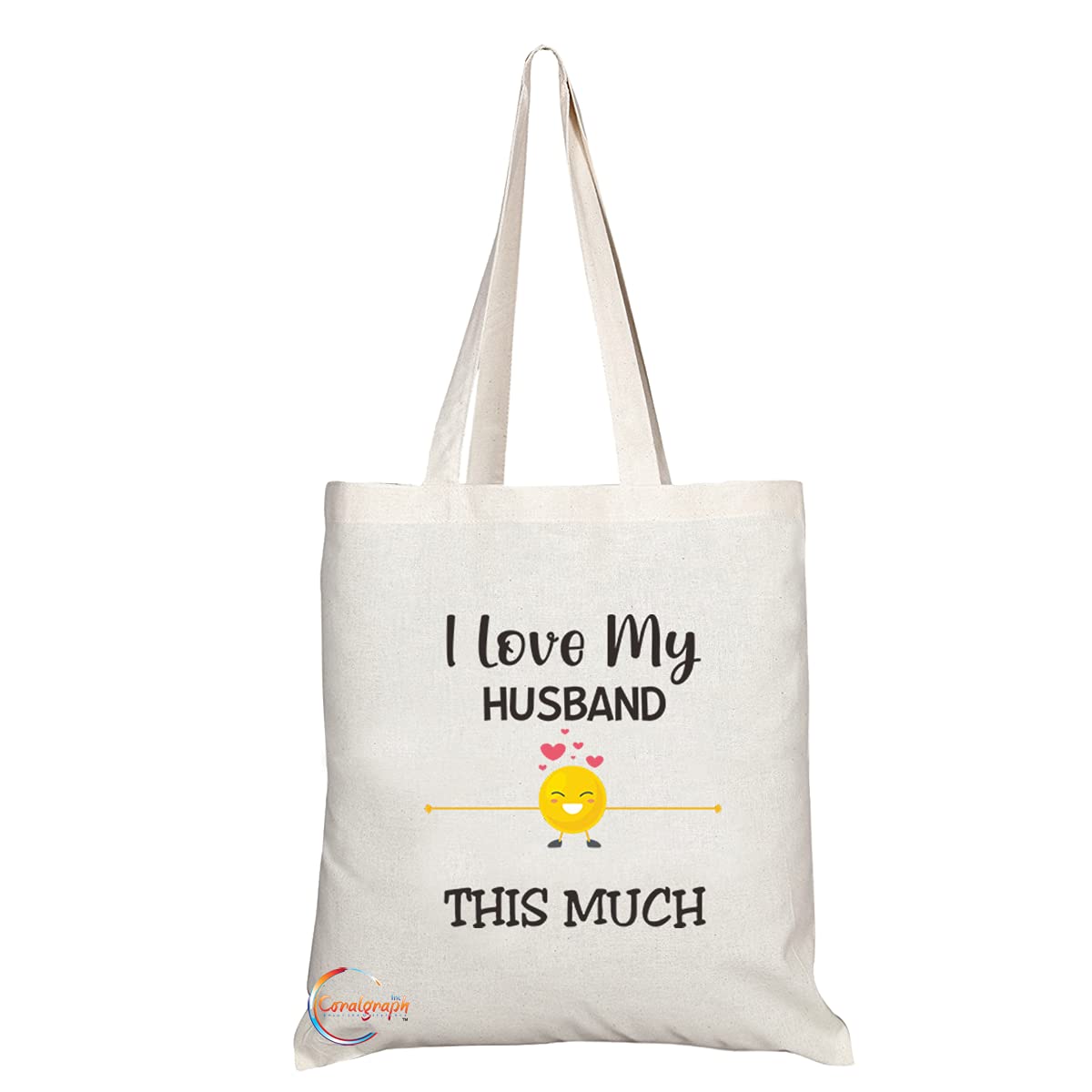 TB1186 Love My Husband This Much Novelty Present Gift Printed Eco-Friendly Stylish Long Handled Tote Shoulder Bag