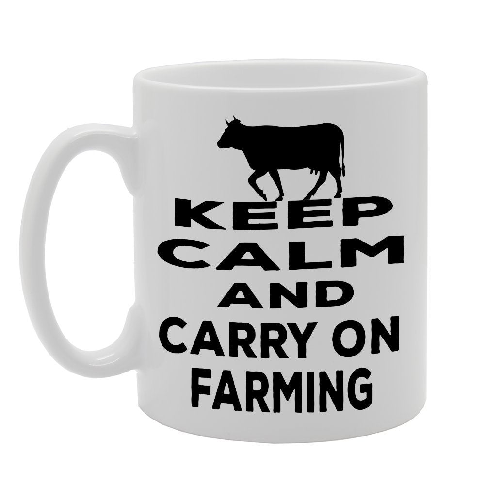 Keep Calm And Carry On Farming   Printed Tea Coffee Ceramic  Mg539 - Funny Printed Coffee Mug - Great Gift Idea