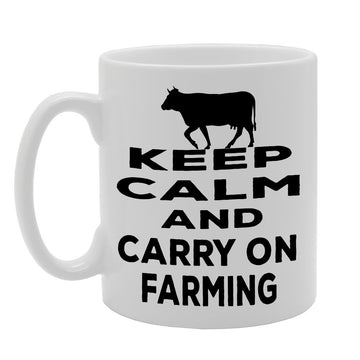 Keep Calm And Carry On Farming   Printed Tea Coffee Ceramic  Mg539 - Funny Printed Coffee Mug - Great Gift Idea