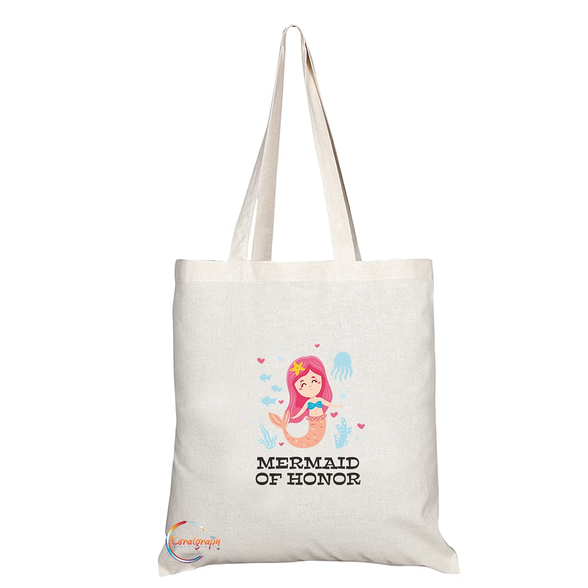 TB1341 Mermaid of Honor Tea Novelty Present Gift Printed Eco-Friendly Stylish Long Handled Tote Shoulder Bag