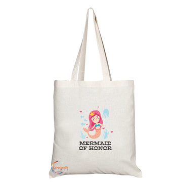 TB1341 Mermaid of Honor Tea Novelty Present Gift Printed Eco-Friendly Stylish Long Handled Tote Shoulder Bag