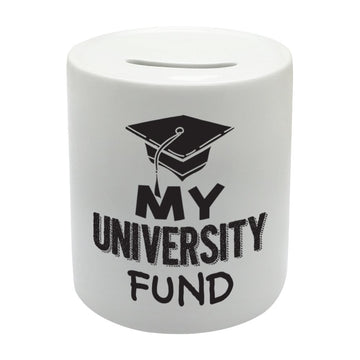 BS005 My University Fund Novelty Gift Printed Ceramic Piggy Bank Money Saving Box
