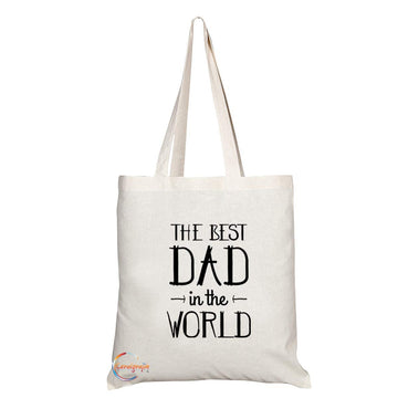 TB799 The Best Dad In The World Fathers Day Novelty Present Gift Printed Eco-Friendly Stylish Long Handled Tote Shoulder Bag