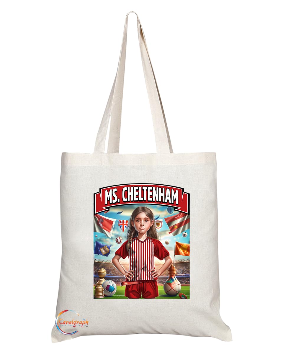 TB1665 Ms Cheltenham Footie Fan Lady Girl Tote Bag - Eco-Friendly, Stylish, Long Handled, Perfect Novelty Gift by