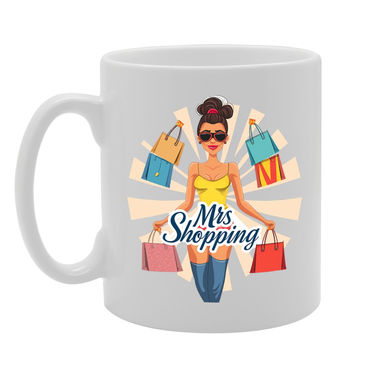 Ms Shopping  - Ideal For Shopaholics And Retail Enthusiasts, 11Oz Ceramic Coffee  For Fashion Lovers And Bargain Hunters Mg5984 - Funny Printed Coffee Mug - Great Gift Idea