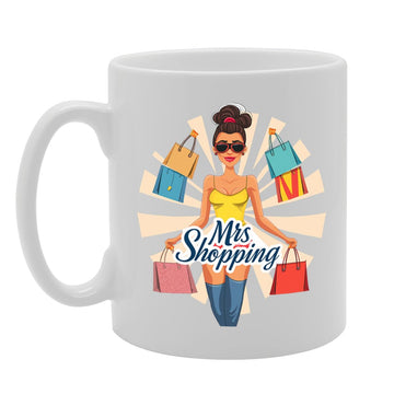 Ms Shopping  - Ideal For Shopaholics And Retail Enthusiasts, 11Oz Ceramic Coffee  For Fashion Lovers And Bargain Hunters Mg5984 - Funny Printed Coffee Mug - Great Gift Idea