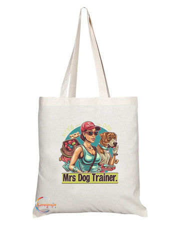TB1880 Mrs Dog Trainer Tote Bag - Great Gift for Female Dog Trainers, Pet Lovers, Canine Enthusiasts - Durable, Stylish, Eco-Friendly, Reusable, Spacious, and Lightweight