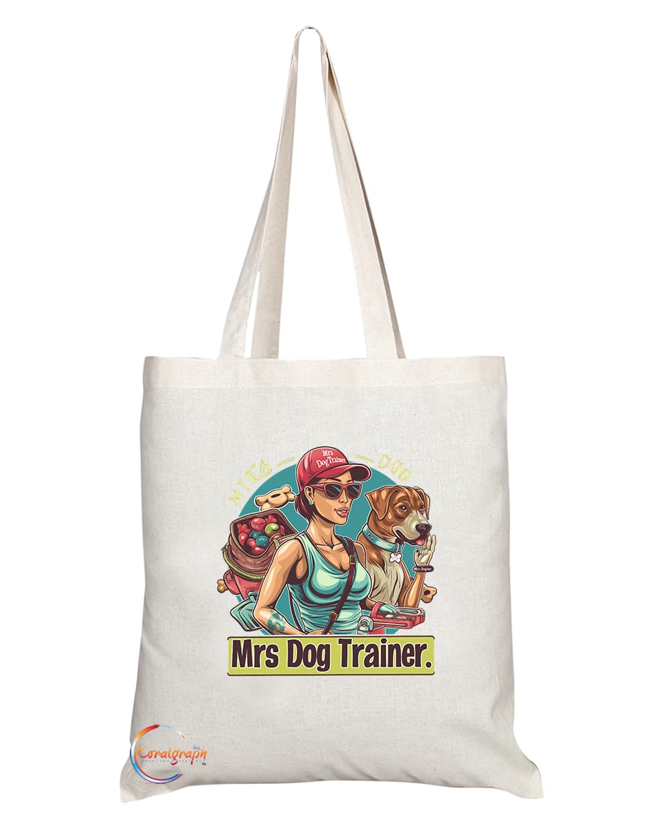 TB1880 Mrs Dog Trainer Tote Bag - Great Gift for Female Dog Trainers, Pet Lovers, Canine Enthusiasts - Durable, Stylish, Eco-Friendly, Reusable, Spacious, and Lightweight