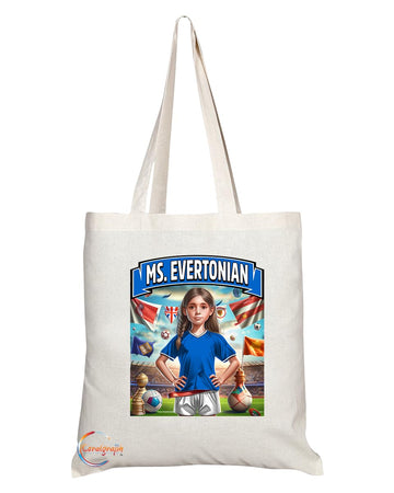 TB1616 Ms Evertonian Footie Fan Lady Girl Tote Bag - Eco-Friendly, Stylish, Long Handled, Perfect Novelty Gift by