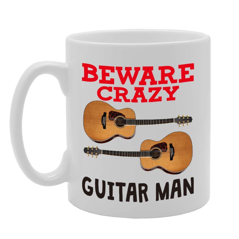 Beware Crazy Guitar Man   Printed Tea Coffee Ceramic  Mg4371 - Funny Printed Coffee Mug - Great Gift Idea