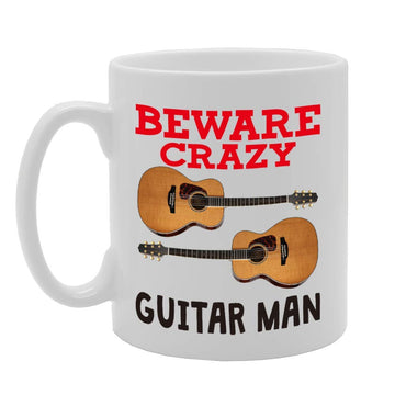 Beware Crazy Guitar Man   Printed Tea Coffee Ceramic  Mg4371 - Funny Printed Coffee Mug - Great Gift Idea