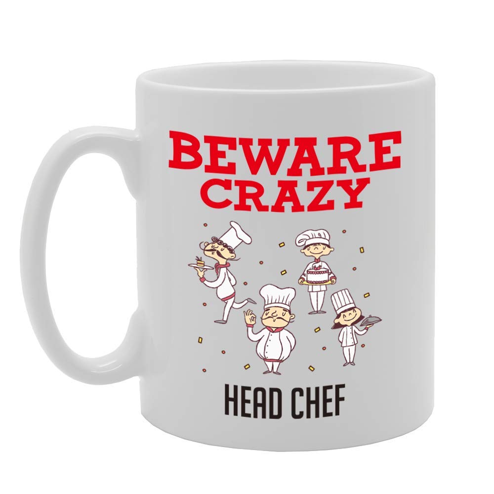 Beware Crazy Head Chef   Printed Tea Coffee Ceramic  Mg4472 - Funny Printed Coffee Mug - Great Gift Idea
