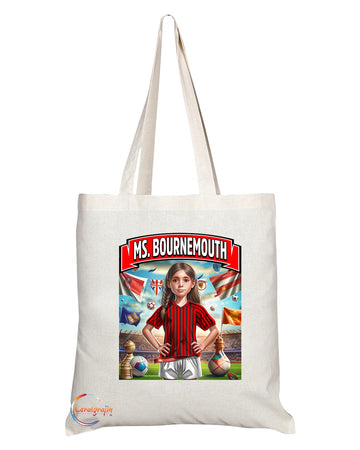 TB1613 Ms Bournemouth Footie Fan Lady Girl Tote Bag - Eco-Friendly, Stylish, Long Handled, Perfect Novelty Gift by