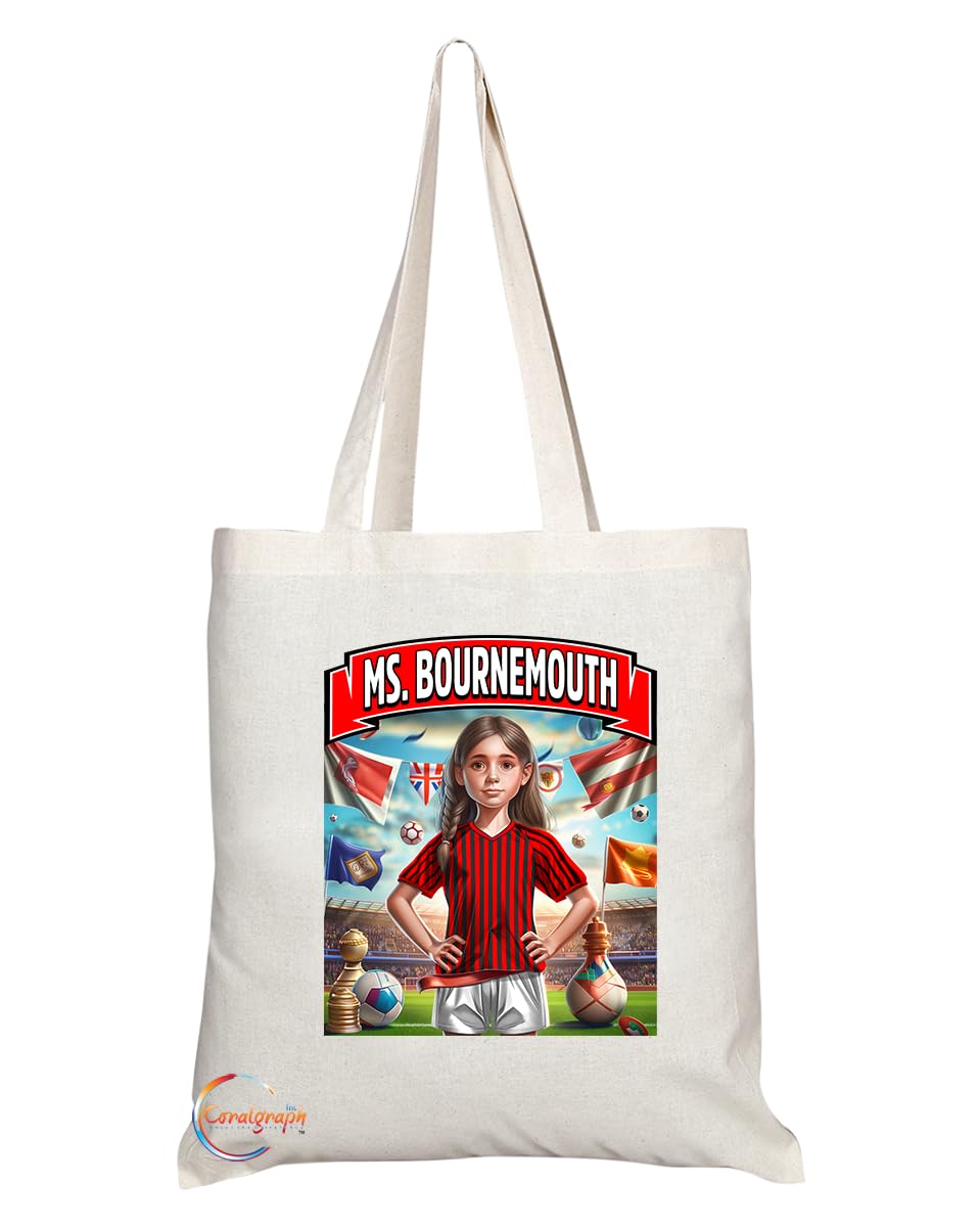 TB1613 Ms Bournemouth Footie Fan Lady Girl Tote Bag - Eco-Friendly, Stylish, Long Handled, Perfect Novelty Gift by