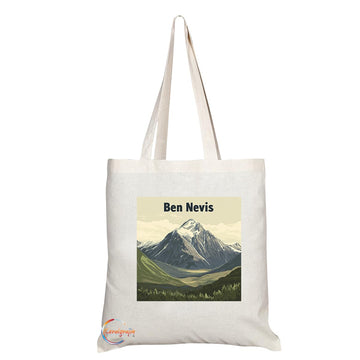 Natural Reusable Shopping Souvenir Tote Bag Featuring Cities and Landmarks in United Kingdom (Ben Nevis)