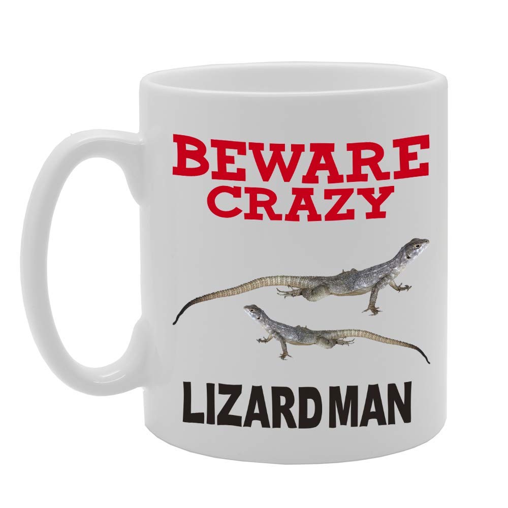 Beware Crazy Lizard Man   Printed Tea Coffee Ceramic  Mg4410 - Funny Printed Coffee Mug - Great Gift Idea
